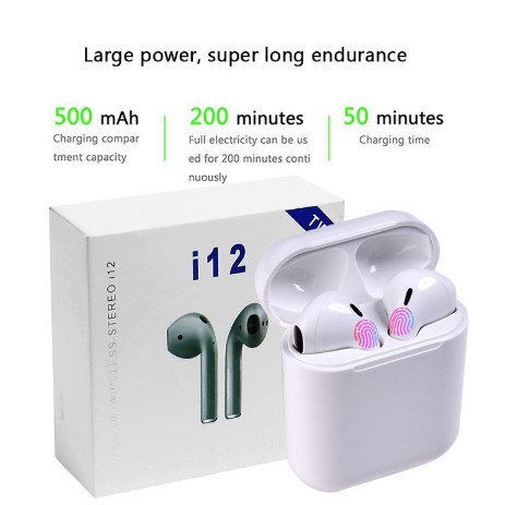 Tai Nghe Bluetooth [ FREE SHIP ] [ XẢ KHO ] + Airpods I12 cấu hình cao 5.0 tương thích với cả apple và android