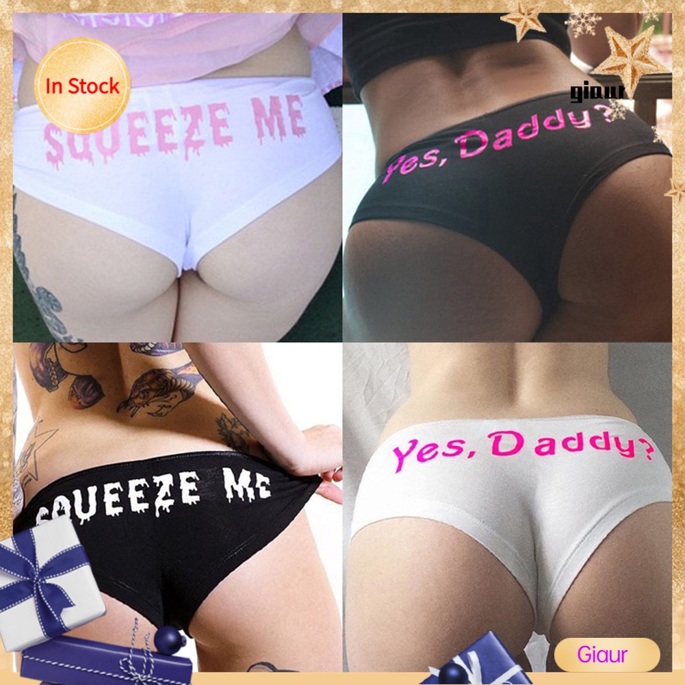 Quần lót nữ in chữ Yes Daddy Squeeze gợi cảm