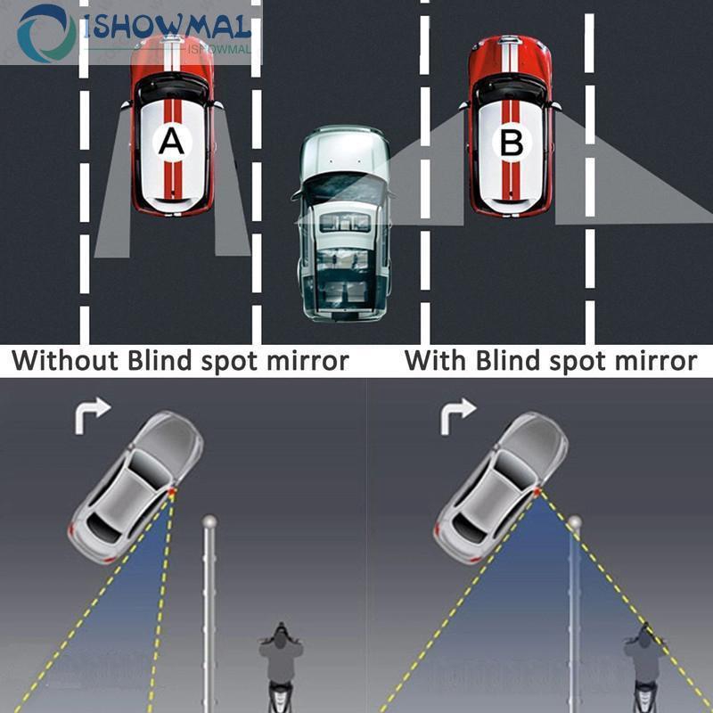 2 gương soi điểm mù không viền hình quạt có thể điều chỉnh dành cho xe hơi
