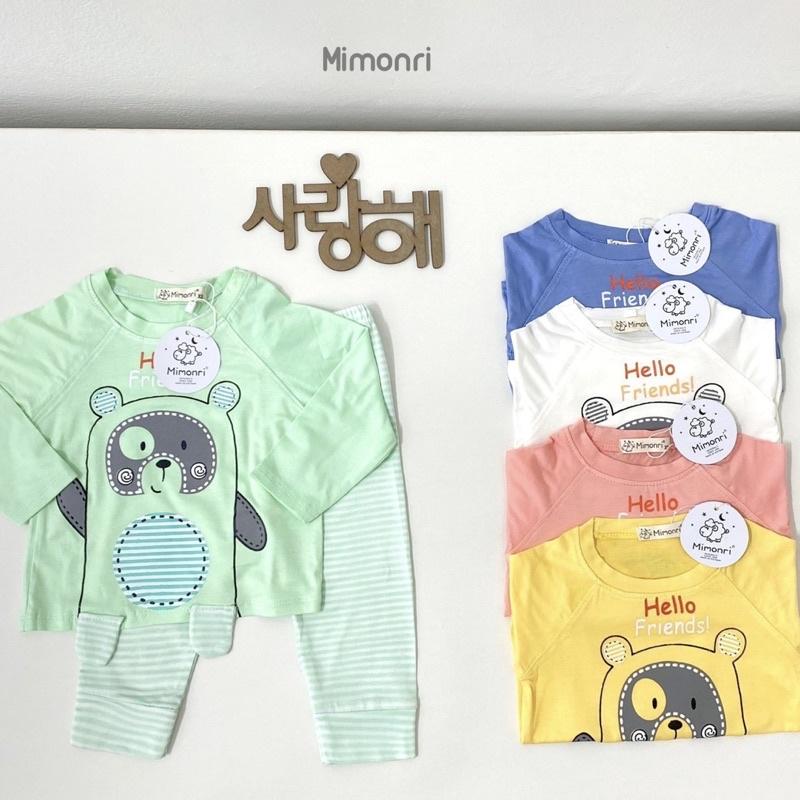 BỘ DÀI TAY THUN LẠNH GẤU PHỐI KẺ SIÊU MỀM MỊN CHO BÉ