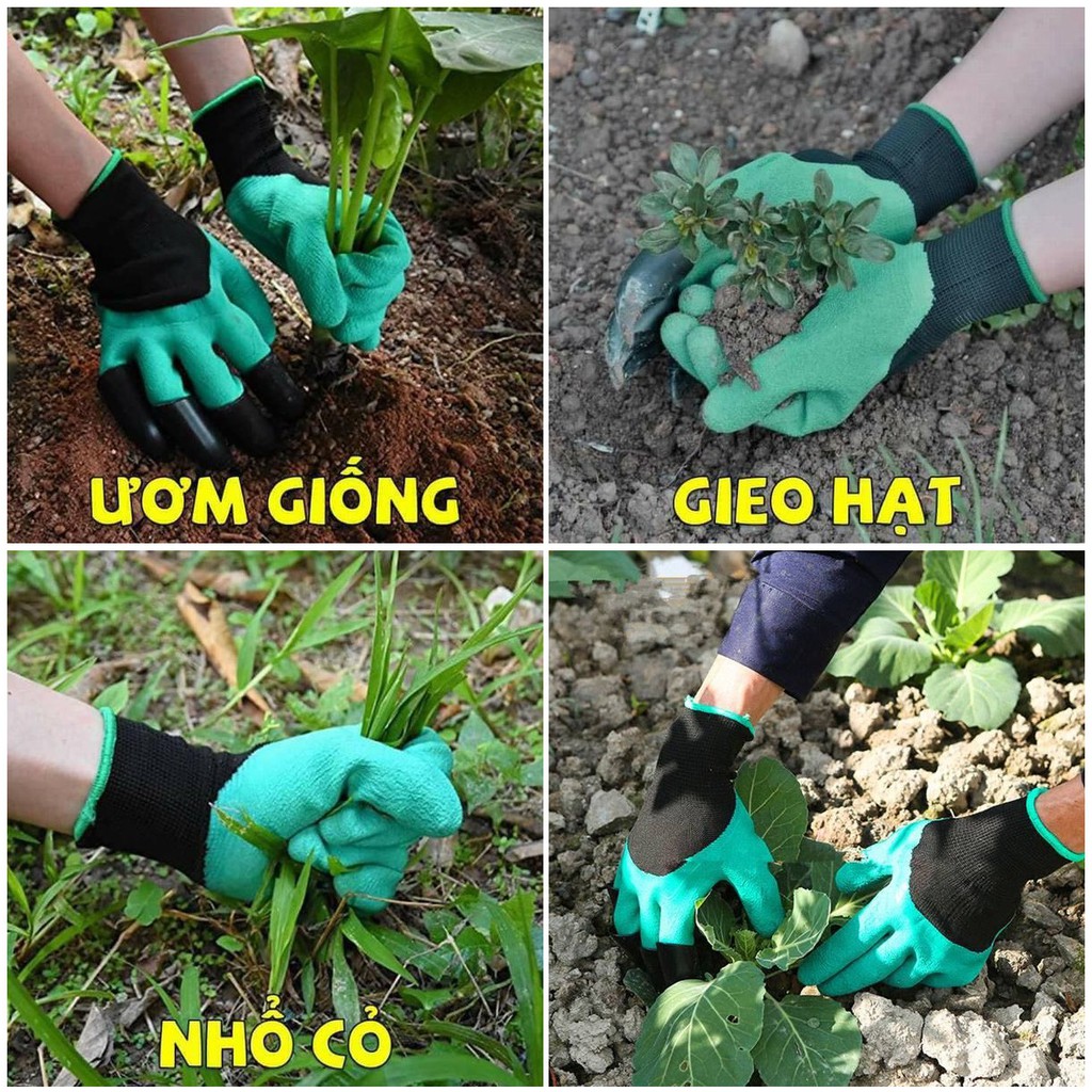 Găng Tay Làm Vườn Chuyên Dụng Có Móng Vuốt Cao Cấp Bới Đất Chăm Sóc Vườn Cây