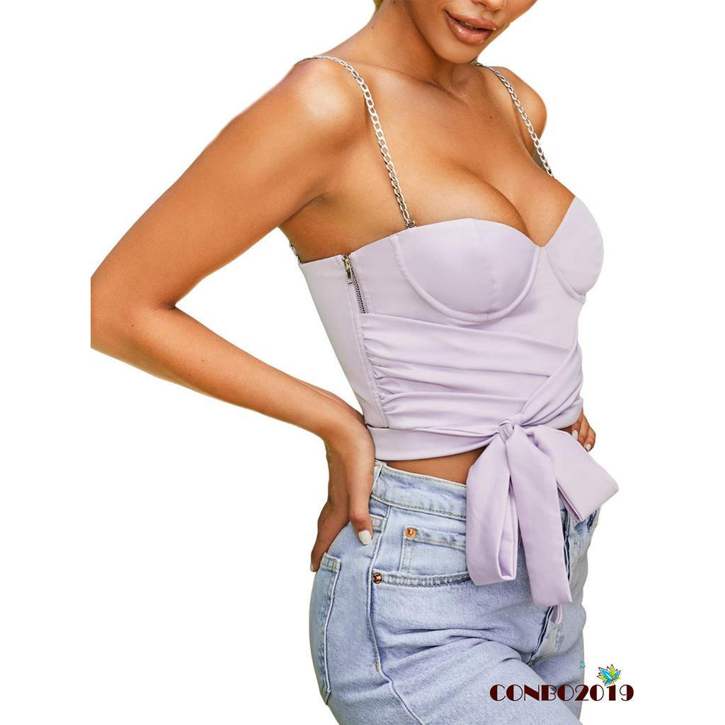 Áo Lửng Hai Dây Màu Trơn Gợi Cảm Cho Nữ