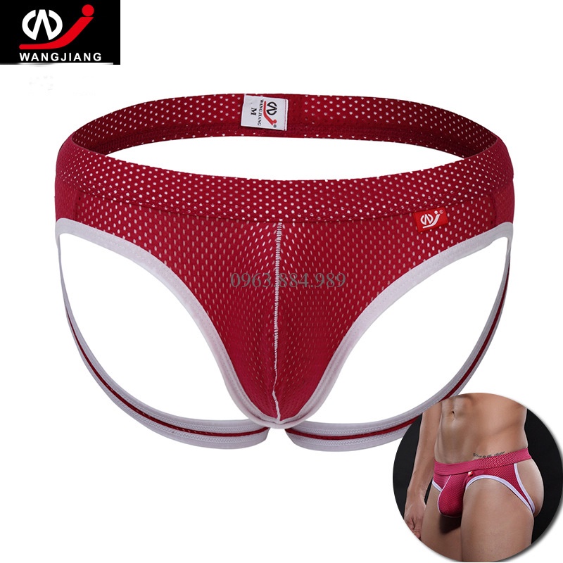 Quần lót nam dạng tam giác W.02 chất liệu thun lưới nhiều màu thoáng mát, đẹp phối 2 dây sau nâng mông-