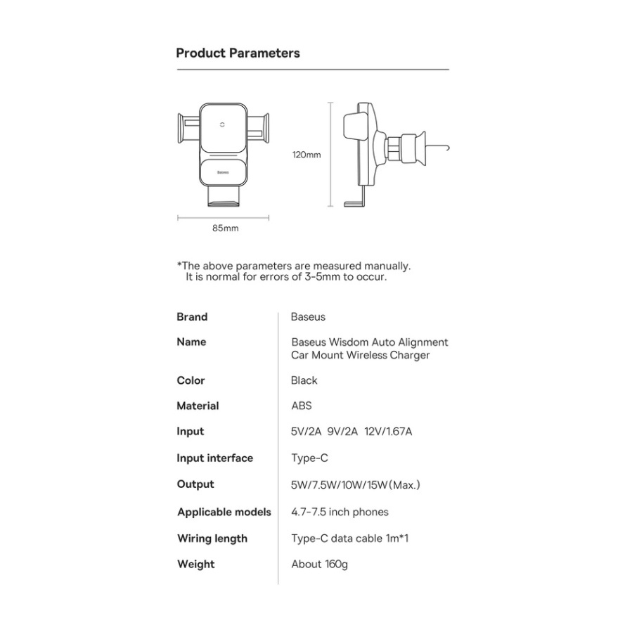 Đế Sạc Nhanh Điện Thoại Không Dây Trên Ô TÔ Baseus Sạc Nhanh QI 15W Tương Thích Iphone SamSung HuaWei XiaoMi