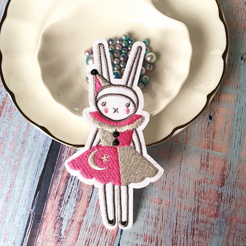 ☸ Sticker Ủi Thêu Hình Thỏ Dễ Thương ☸ 1 Sticker Ủi Thêu Hình Huy Hiệu