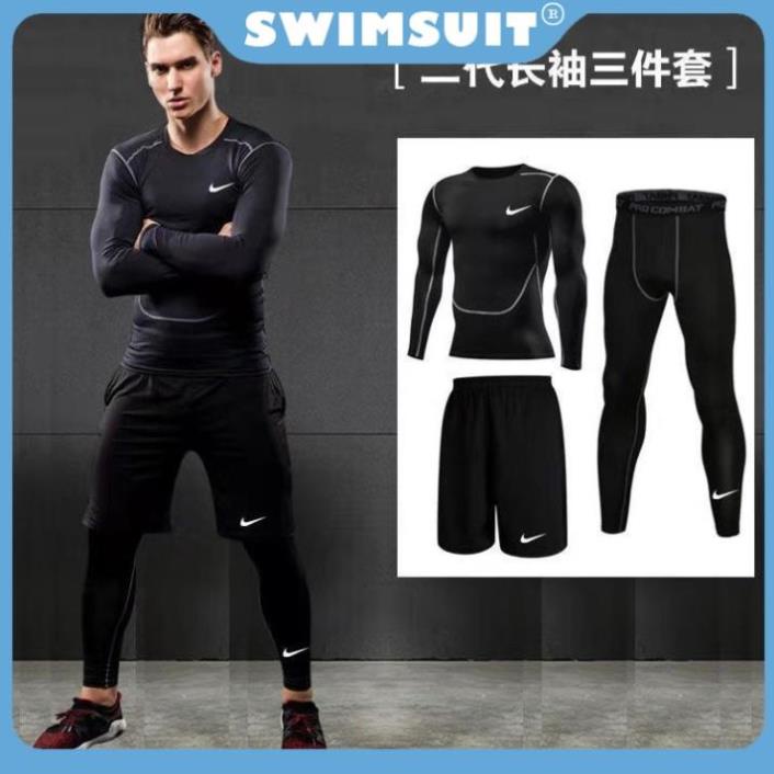Bộ Đồ Bơi 3 Món Áo Tay Dài + Quần Short + Quần Nhanh Khô Dành Cho Nam Đẹp Xịn