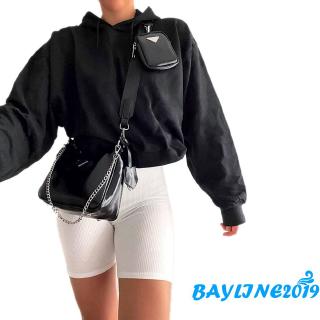 ❀May-nữ Quần Legging Ngắn Co Giãn Eo Cao Đan Gân Màu Trơn Quần Thường Ngày Mồ Hôi