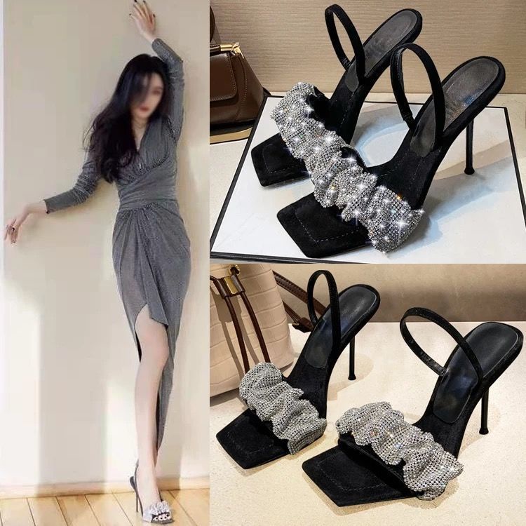 Giày Cao Gót Sandal Đính Đá Thời Trang Xuân Hạ 2021