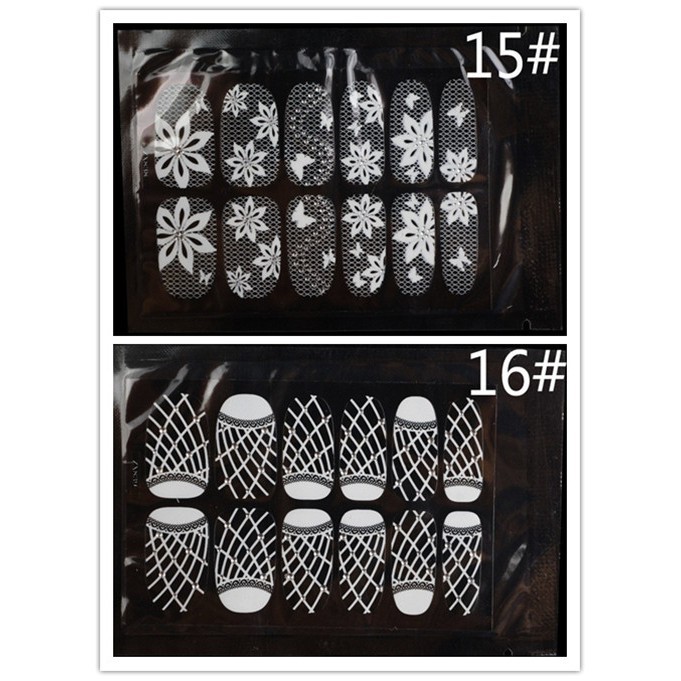 Decal dán móng hoạ tiết hoa trắng