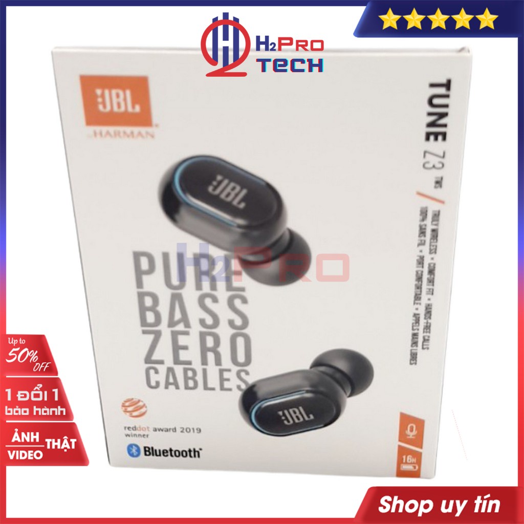 Tai Nghe Bluetooth, Tai Nghe Không Dây Tune Z3 TWS Chống Ồn-Pin Trâu 16h-Có Mic-Nhạc Hay (Tặng 4 Nút Tai)-H2pro Tech