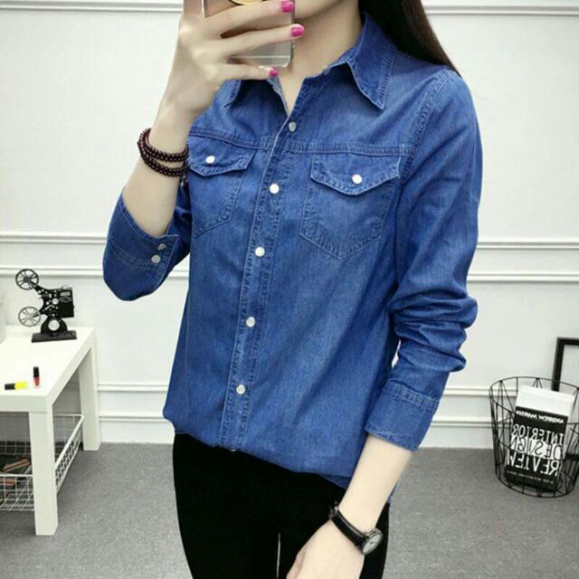 Áo jean nữ hàng quảng châu chất jean mỏng mát kiểu dáng năng động QCNP992