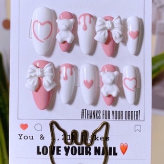19 nailbox móng up thiết kế màu hồng phối nơ