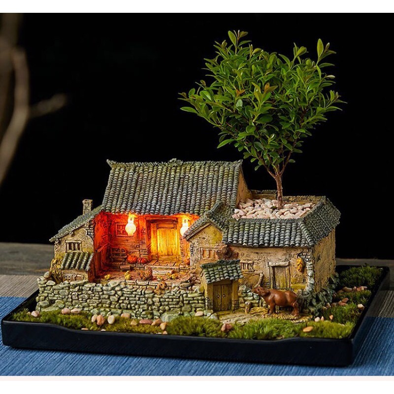 Chậu hình ngôi nhà cây cảnh, vật liệu hồ cá thủy sinh 03