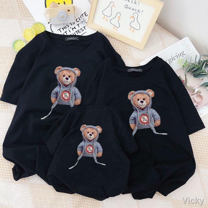 2021 áo thun cotton 100% mới, quần áo bố mẹ - trẻ em, gia đình ba người, quần áo nữ ngắn tay mùa hè cho mẹ và con, phong