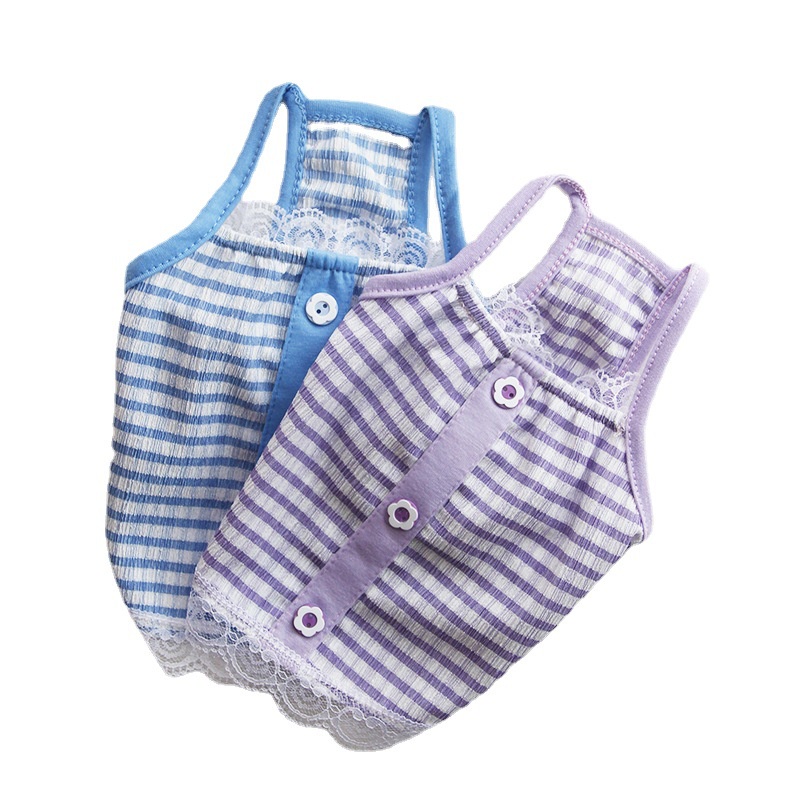 &lt;cutepethome&gt;Áo Hai Dây Phối Ren Mỏng Kiểu Hàn Quốc Thời Trang Xuân Hè Mới Cho Thú Cưng
