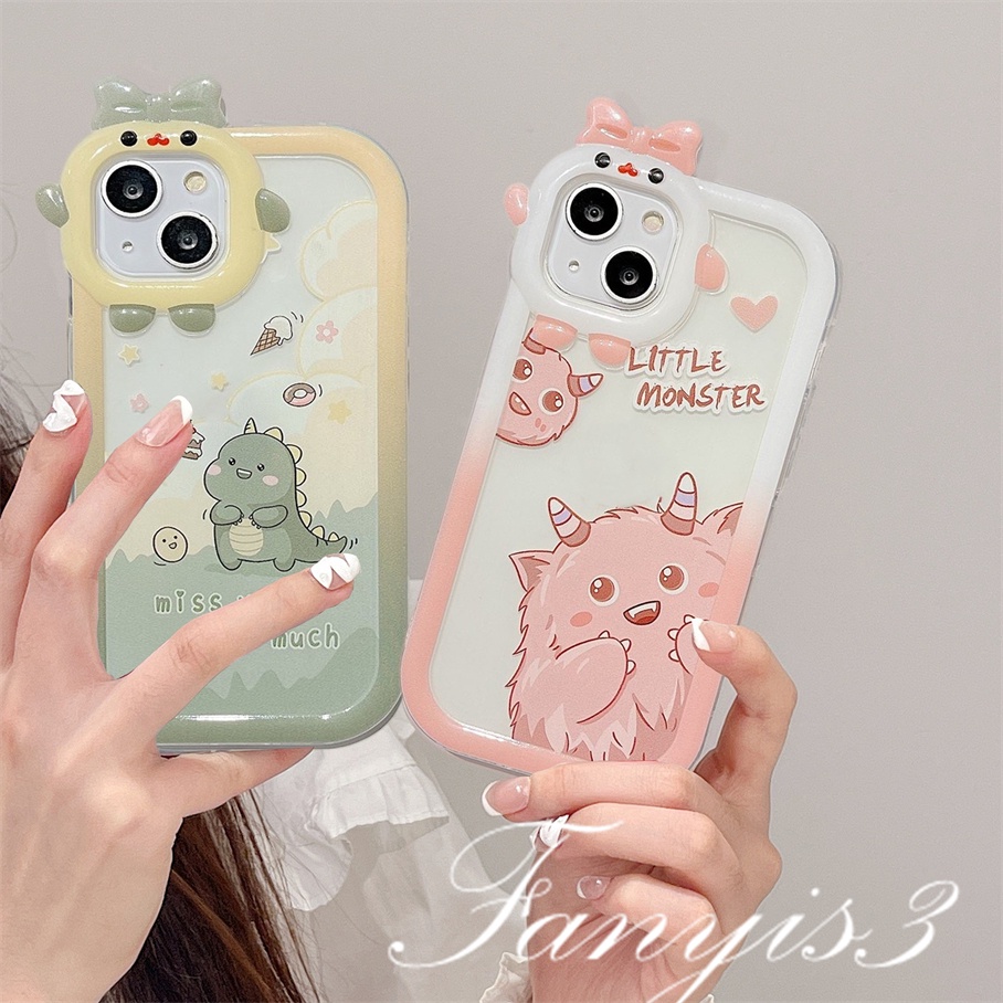 Ốp Điện Thoại Trong Suốt Hình Khủng Long Bông Cho iPhone 14 13 12 11 Pro Max X XR Xs Max 8 7 6 6s Plus SE 2020