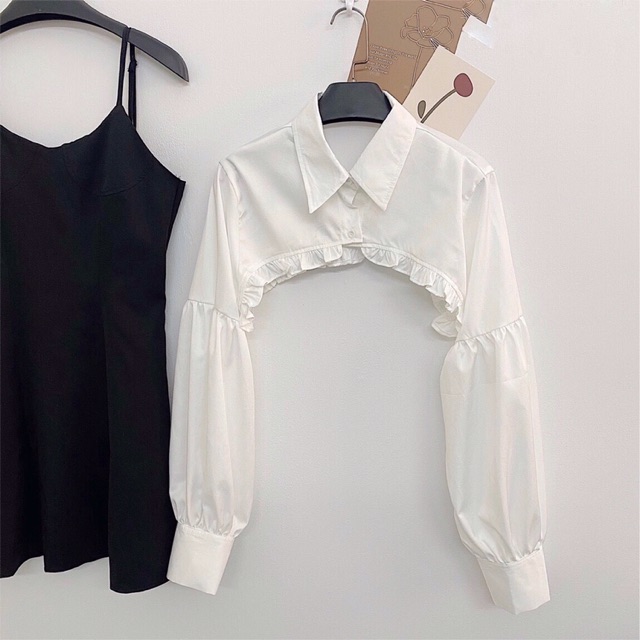 SET ÁO CROP SƠMI + VÁY 2D DÁNG XOÈ HÀN QUỐC | BigBuy360 - bigbuy360.vn