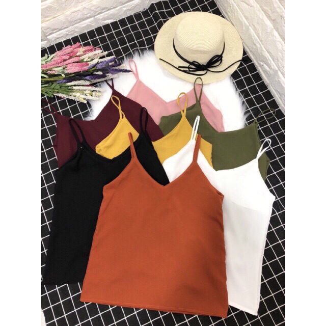 Áo 2 dây tim trơn hình thật 100%