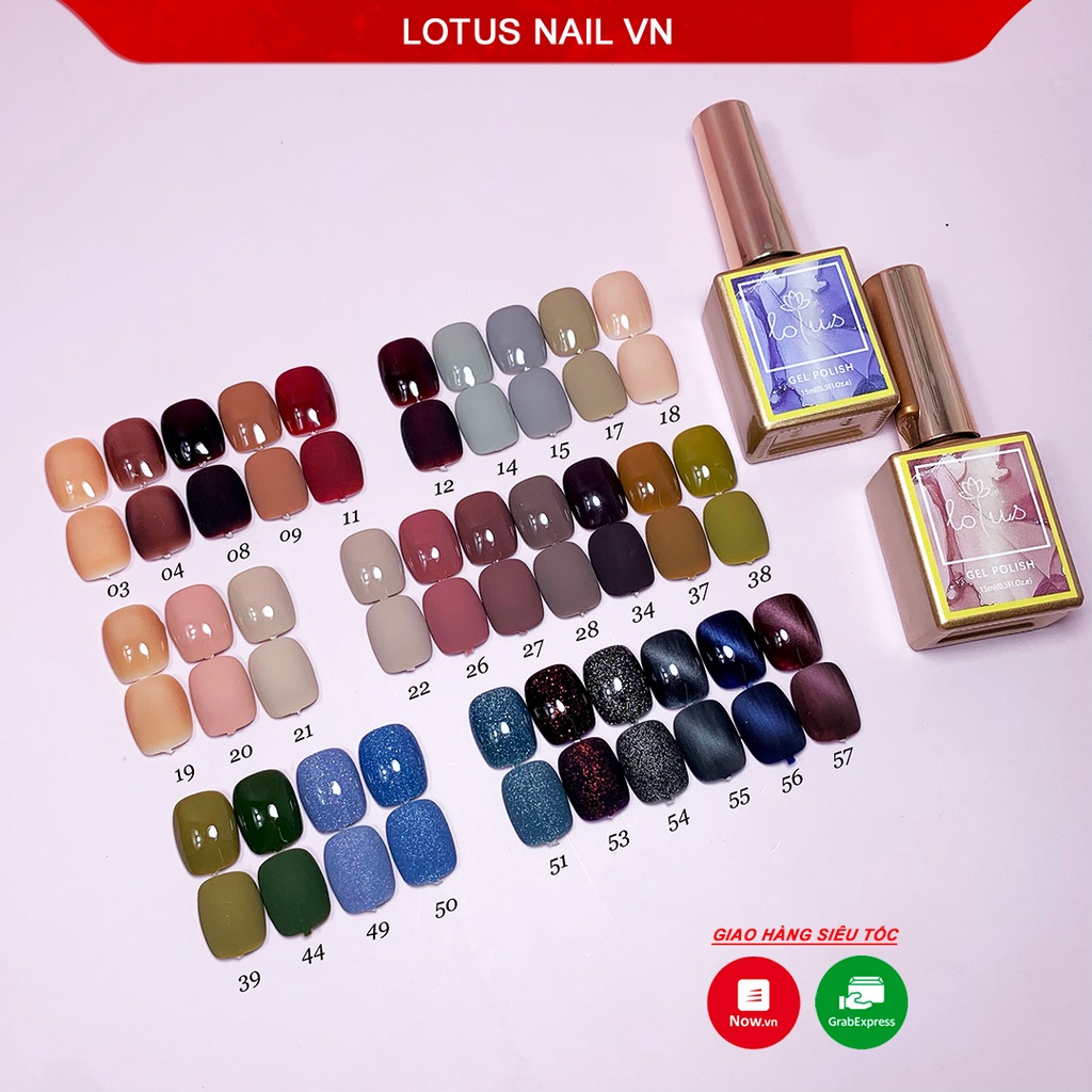 Sơn gel Lotus 2021 cao cấp nhập khẩu Hàn Quốc chai vuông 15ml