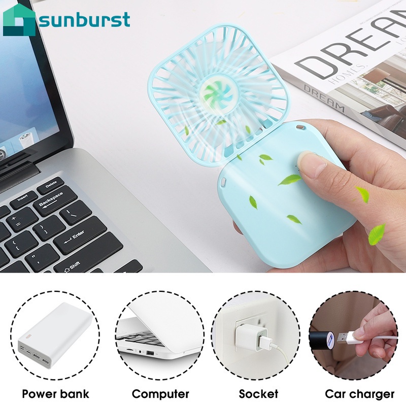 Quạt Làm Mát Mini 3 Tốc Độ Chất Lượng Cao Có Thể Gấp Gọn Kèm Dây Đeo Cổ Thời Trang Có Thể Sạc Lại Bằng Cổng USB