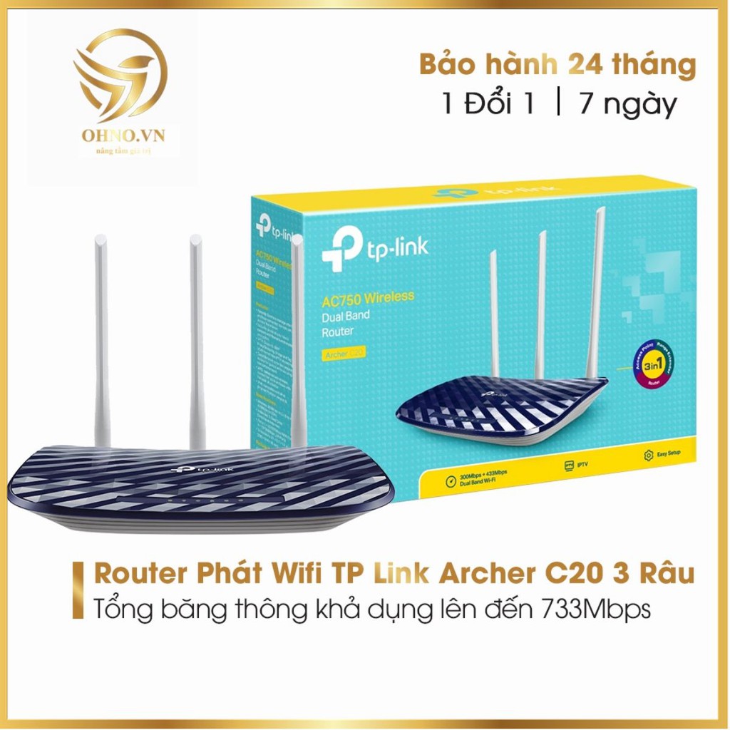 Bộ Cục Phát Sóng Wifi TP - Link Archer C20 300Mps Thiết BỊ Phát Sóng Wifi Tốc Độ Cao Ổn Định- OHNO VIỆT NAM