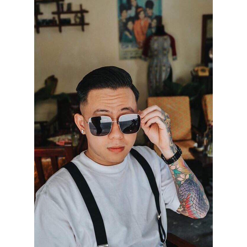 Kính mát gọng vuông kính thời trang chống nắng phong cách cổ điển cho nam cực chất -VUÔNG ĐEN