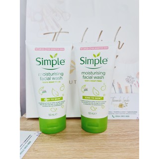 ​Sữa rửa mặt Simple Kind To Skin Moisturising Facial Wash làm sạch và dịu nhẹ với da hh khô, khô