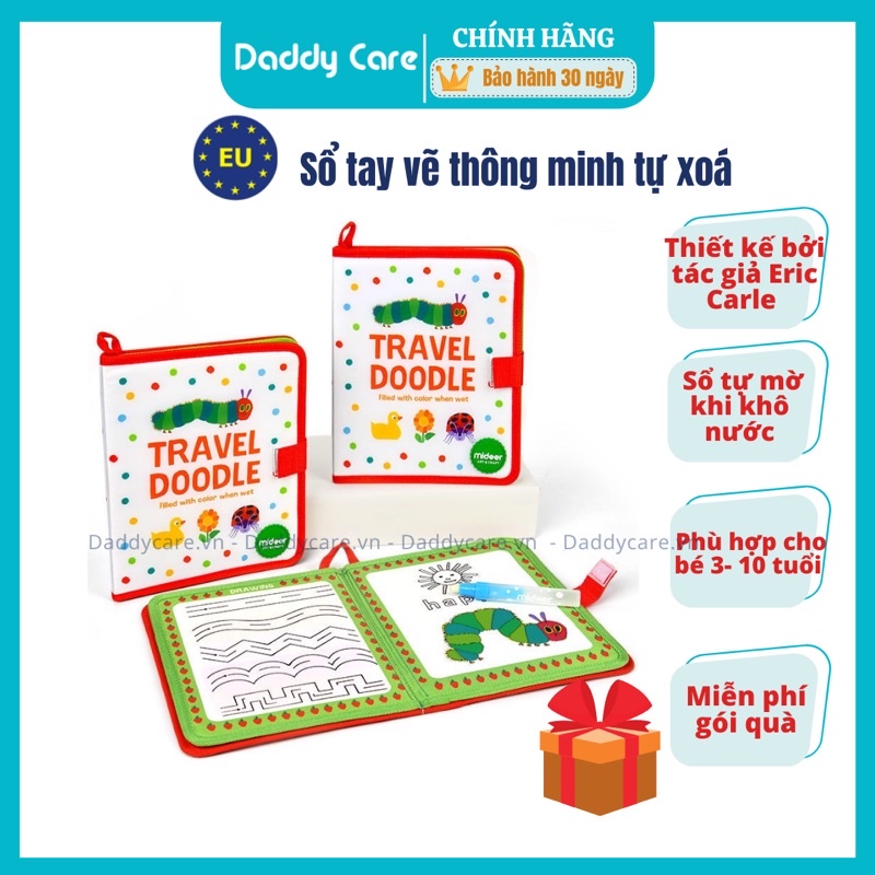 Sổ vẽ màu nước thông minh tự xoá Cho Bé Mideer Travel Doole The very hungry caterpillar , Đồ Chơi Phát Triển Trí Tuệ