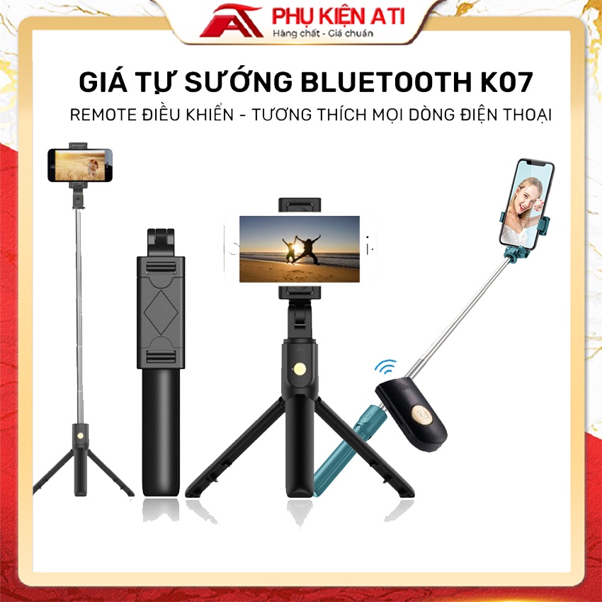 Gậy chụp ảnh tự sướng gấp gọn có remote Q07 - Dài 72cm Chống Rung Lắc Hỗ Trợ Chụp Ảnh Selfie Quay Phim Tiktok Livestream