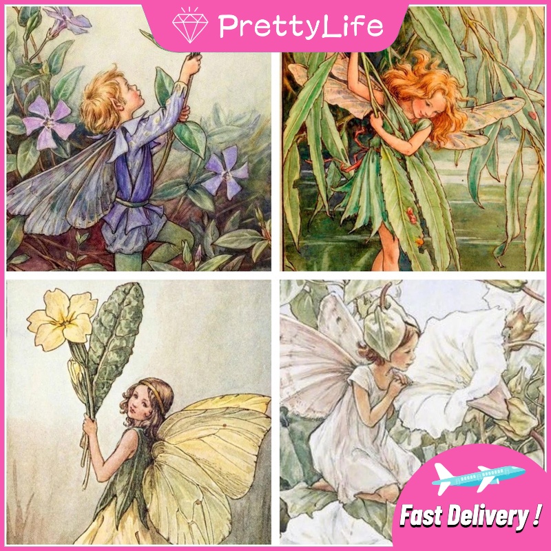 Bộ Tranh Đính Đá 100% DIY Hình Nàng Tiên Và Bươm Bướm Kích Thước 30 X40CM
