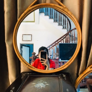 Gương mây tròn quai xách