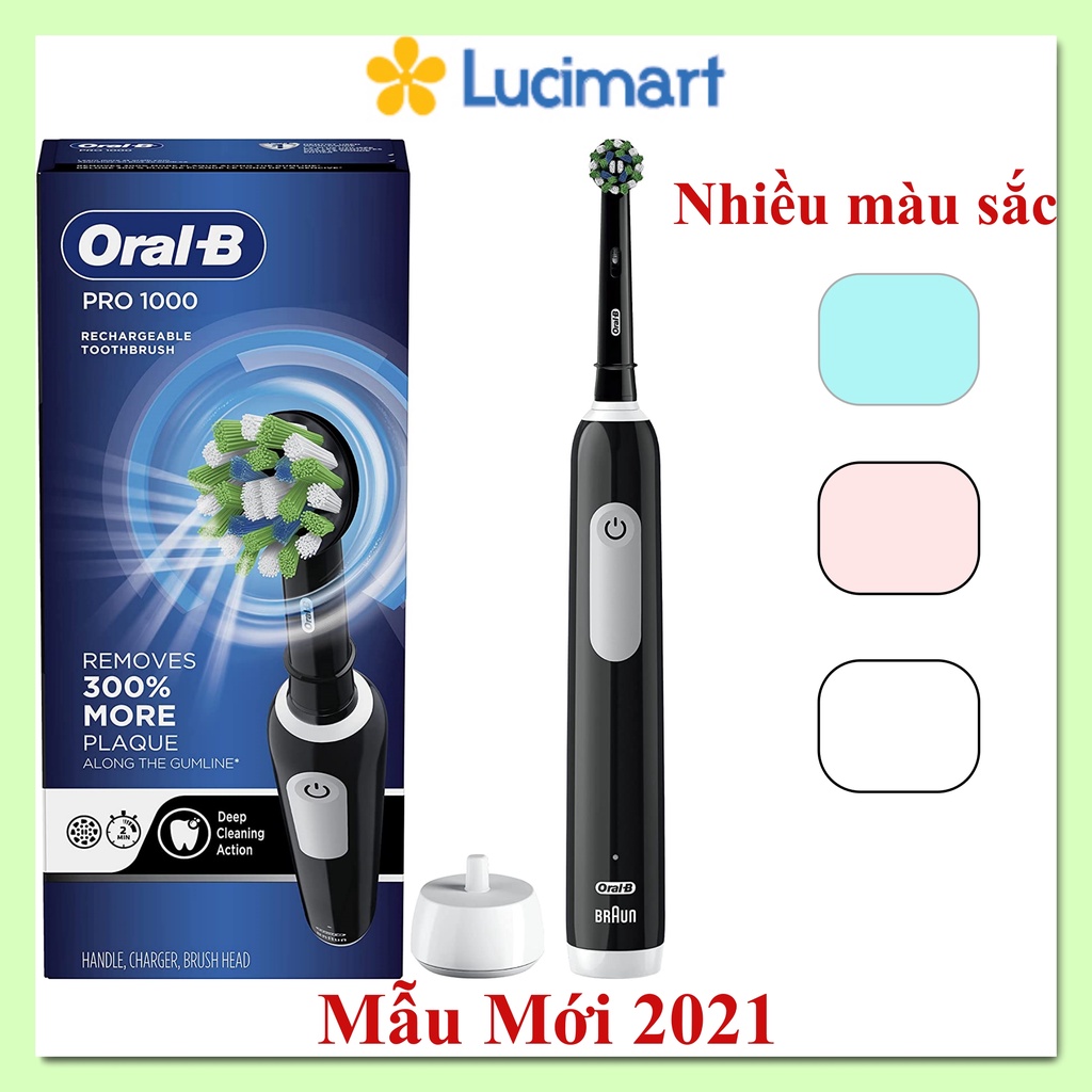 Bàn chải điện Oral-B Pro 1000 Rechargeable Toothbrush (mẫu mới 2021) [Hàng Đức]