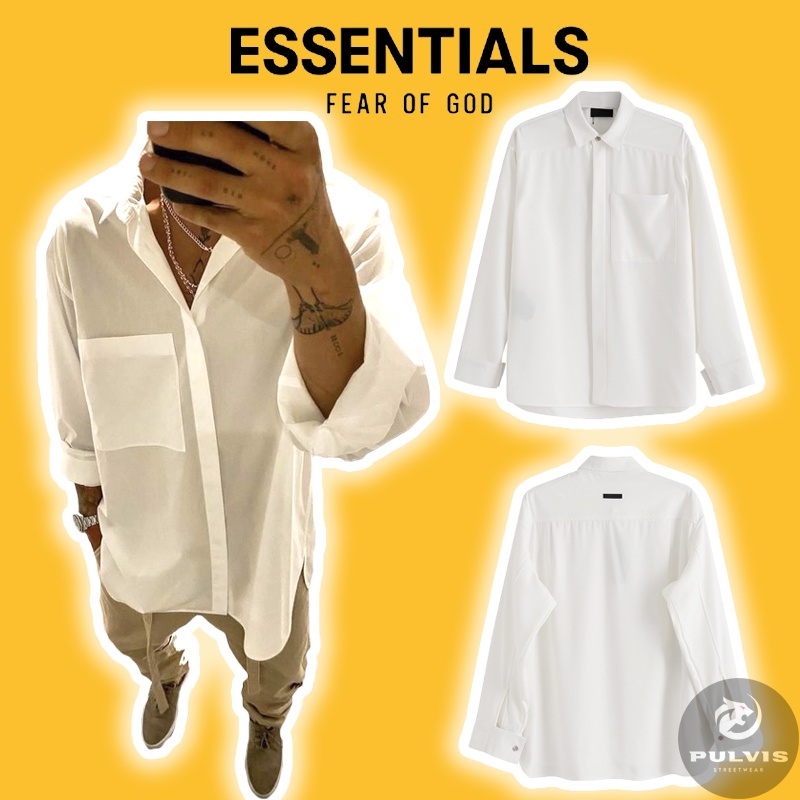 ⚡️ - Áo Sơ Mi FOG Fear Of God Seventh Collection Easy Collared Shirt White, Áo sơ mi trắng oversize FOG