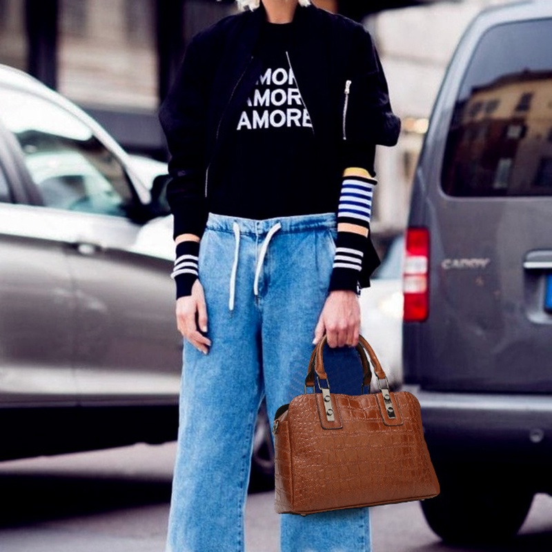 Túi IELGY đeo vai họa tiết da cá sấu thời trang Âu Mỹ dành cho nữ