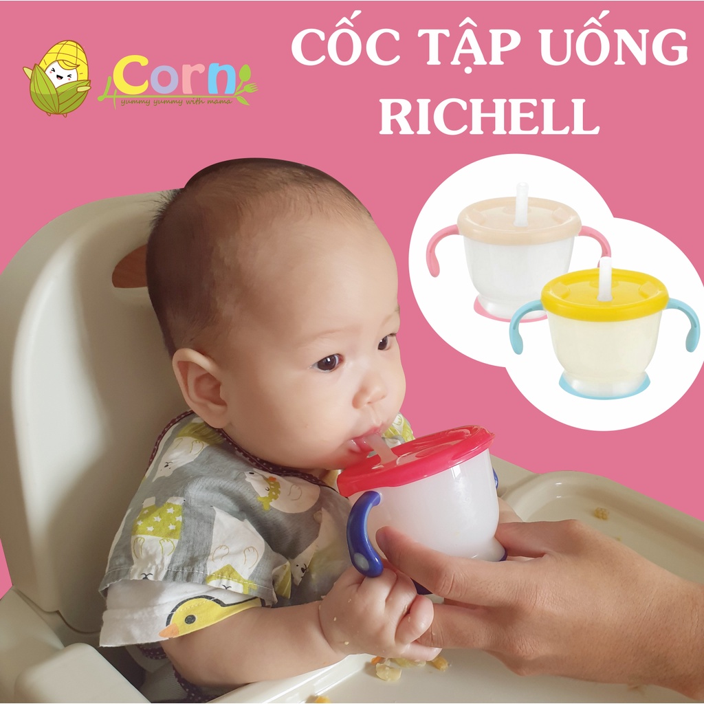 Bình tập uống Nhật Bản - Richell - 3 giai đoạn - Cho bé từ 6m+
