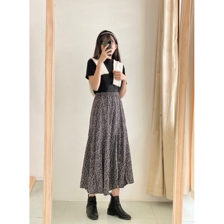Váy hoạ tiết dáng xoè dài