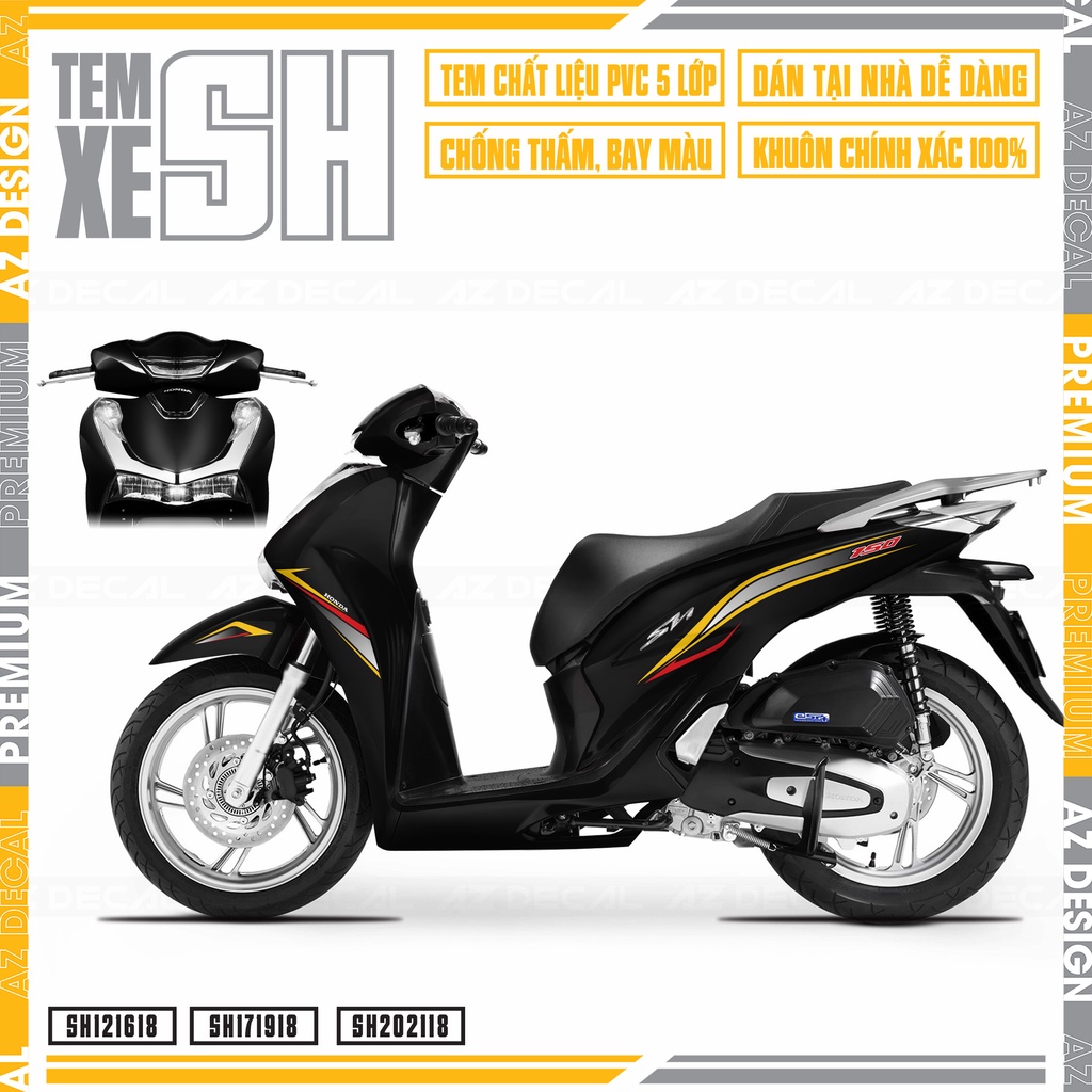 Tem Chỉ Xe SH Cách Điệu | SH18 | Decal Chế Dán SH Chất Liệu Vinyl Cao Cấp Chống Bay Màu, Dễ Dán Tại Nhà