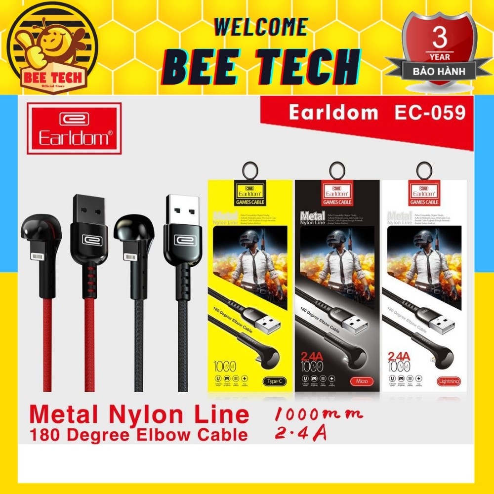 Cáp sạc chuyên chơi game, dây sạc nhanh Earldom EC-059 phong cách gaming - Beetech Store Store