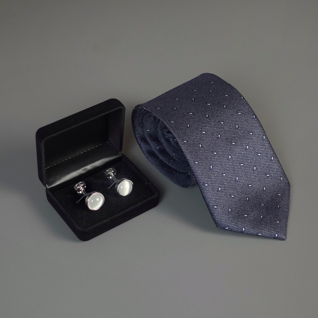 Cà vạt nam ghi xám chấm đen trắng The Dimple Accessories ST54