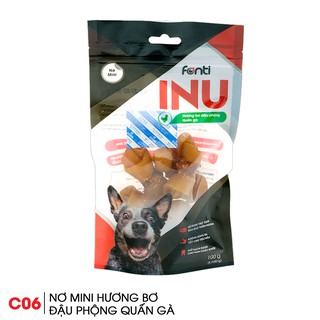 Nơ Hương Bơ Đậu Phộng Quấn Gà, Xương Gặm Cho Chó Fonti Inu, Thơm Ngon, Làm Sạch Răng, 6Cục/100g/Túi, Made in Vietnam C06