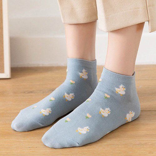 Tất vớ nữ cổ ngắn họa tiết cute dễ thương tone blue chất liệu cotton thoáng khí thời trang Hàn Quốc - Only Store