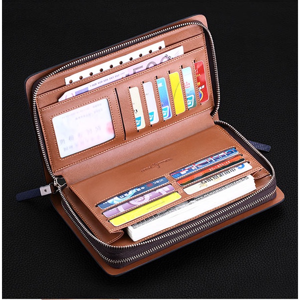 Ví nam cầm tay cao cấp William Polo 170 Clutch 2 khoá da bò -Bảo hành 12 tháng