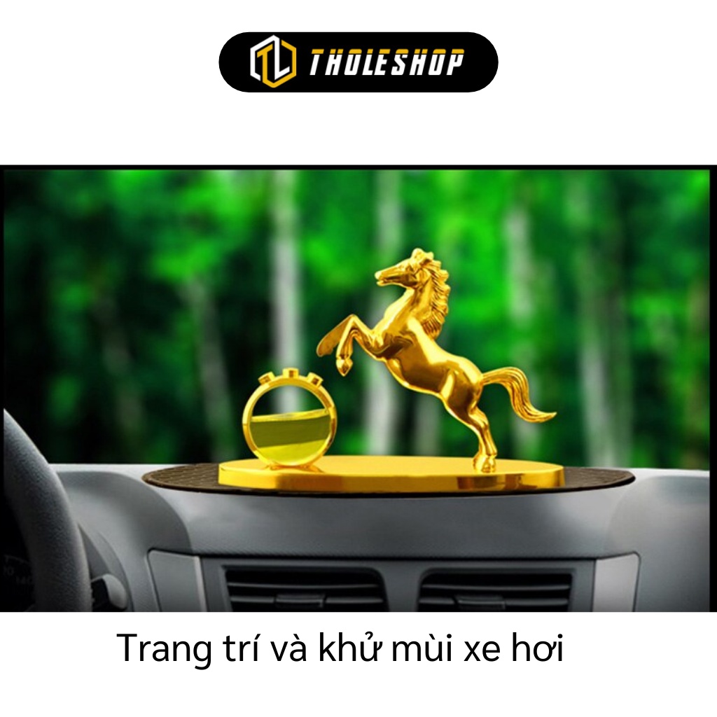 Tượng Nước Hoa - Tượng Ngựa Vàng Phong Thủy Trang Trí  Có Nước Hoa Khử Mùi Xe Hơi 8313