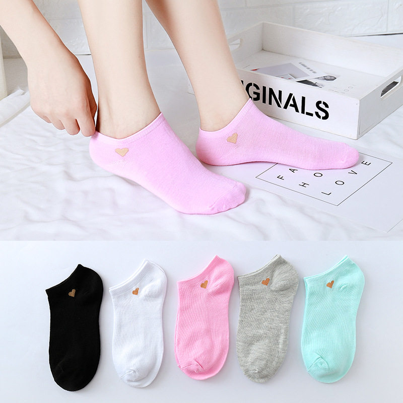 ZTAIXIELUA Vớ cotton Cổ Thuyền Chống Trượt Màu Sắc Kẹo Ngọt Phong Cách Hàn Quốc Cho Nữ
