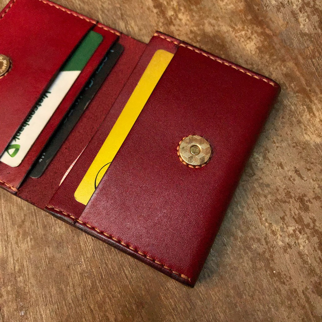 Ví nữ Mini màu Đỏ đô - Ví da handmade thủ công - Da thật nhập khẩu