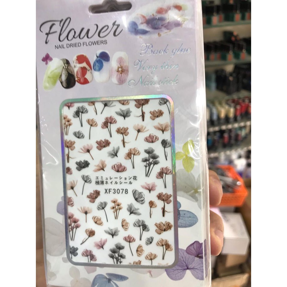 Sticker Mẫu Hoa Flower Lá Cành Mới Dán Trang Trí Móng Tay 3D