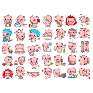 Combo 30-60 hình dán lợn Hồng ép lụa khác nhau /Sticker heo xinh heo Hồng cute