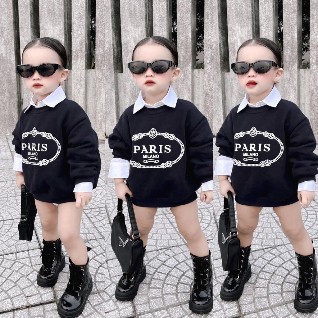 Áo Sweater cho bé và gia đình họa tiết Paris vải nỉ mềm mịn, thoáng mát – Sammy_VN