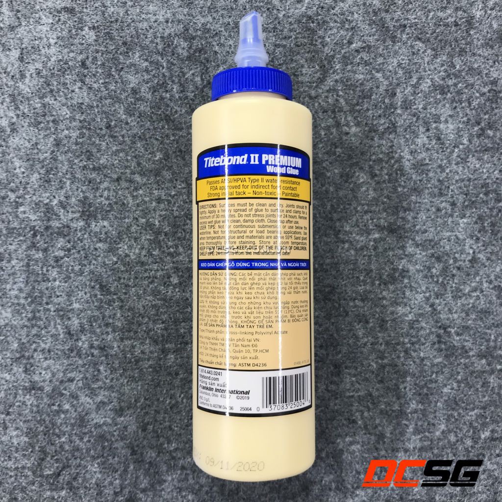 Keo dán gỗ cao cấp Titebond II Premium Wood Blue 473ml | DCSG
