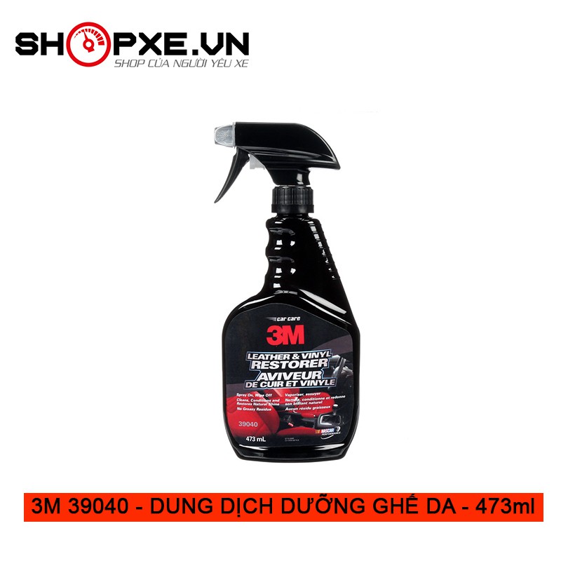 Vệ sinh ghế da và nội thất ô tô, xe hơi - 3M Leather & Vinyl Restorer - 3M 3904, 473ml